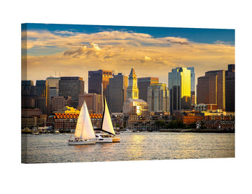 Wall Boston Skyline Wall Painting Boston Panoramic Downtown Cityscape Canvas Wall Boston Massachusetts USA Wall 1