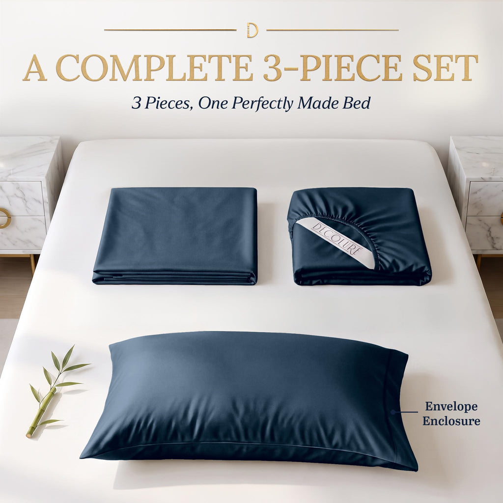 100% Viscose from Bamboo Sheets Twin Size | 3 Pc Cooling Bed Set