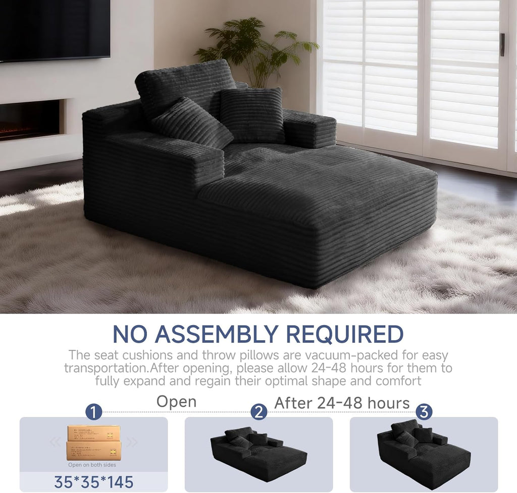 68" Oversized Boneless Chaise Lounge Chair, Cloud Reading Sofa | Oversized Comfort, Boneless Design, High-Density