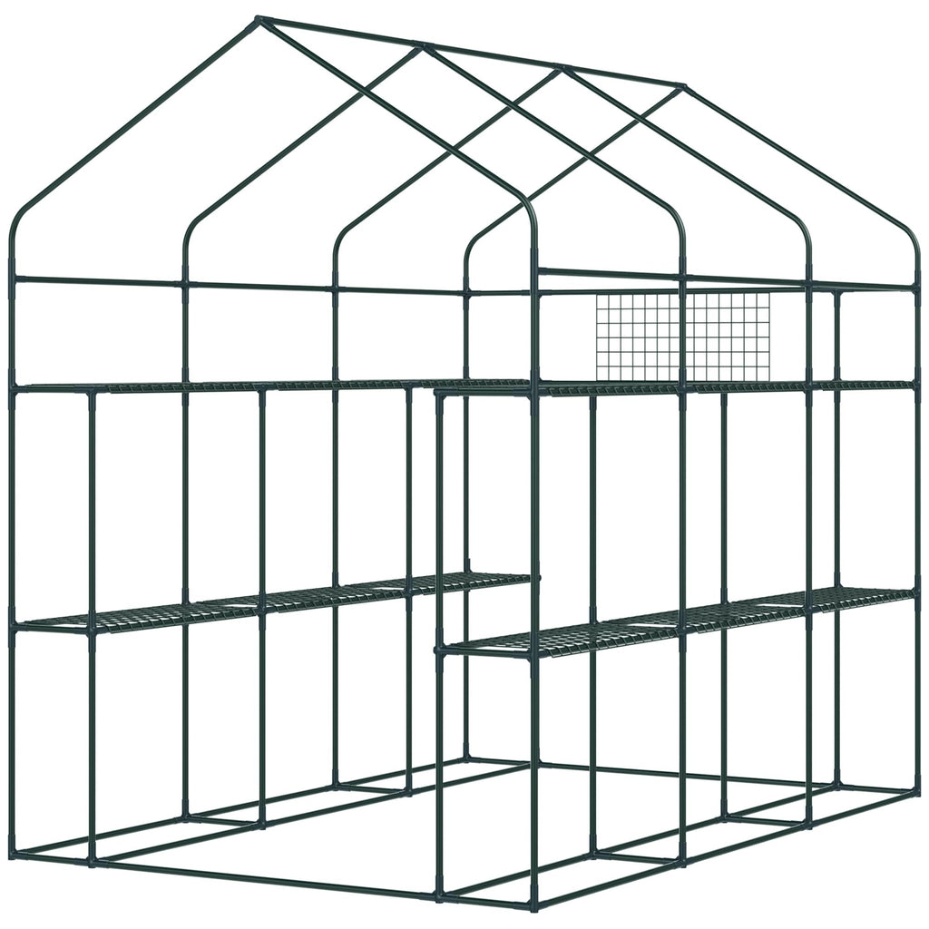 7' x 5' x 6' Walk-in Greenhouse for Outdoors, Mesh Door, Green