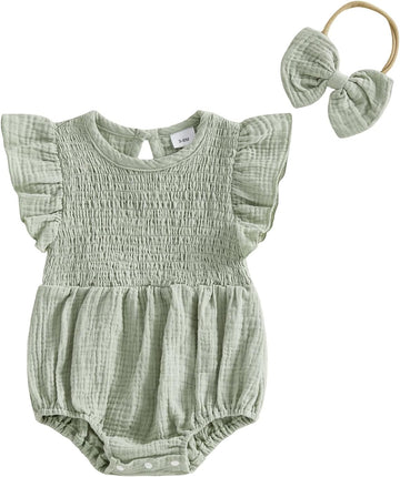 Baby Girl Clothes Summer Bubble Romper Headband Outfit