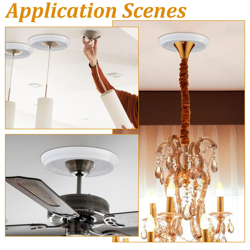 White Split Ceiling Medallions for Light Fixtures 10" OD x 4" ID PU Ceiling Light Cover Round Ring Decorative Ceiling