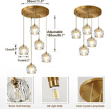 Mid Century 5-Lights Cluster Pendant Lighting Modern Gold Crystal Kitchen Island Pendant Light Multi Light Brass LED Pendant Light Fixture Clear Bubble Round Dining Chandelier A116-B0CFF3LJHG