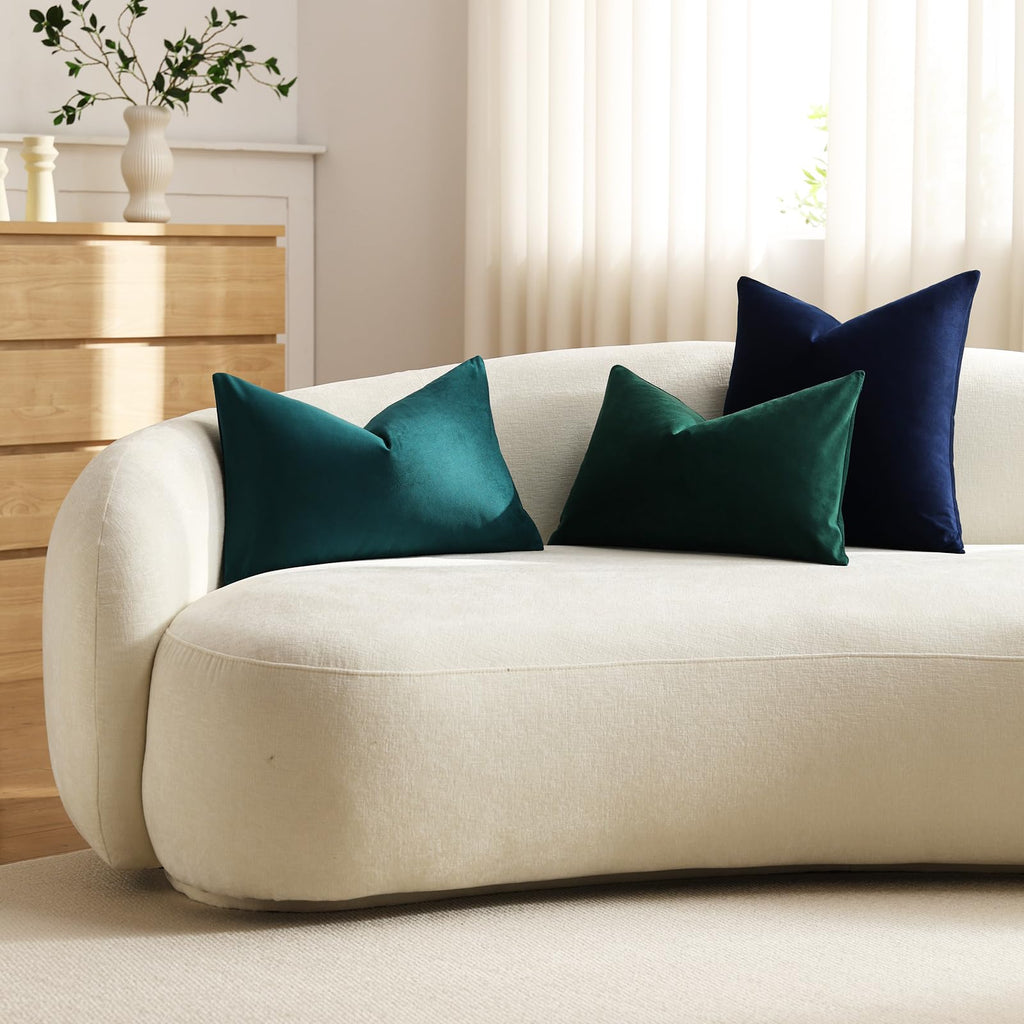 Throw Pillow Covers 22x22 Navy Blue: Pack of 2 Cozy Soft Velvet Square Modern Luxury Decorative Throw Pillow Cases