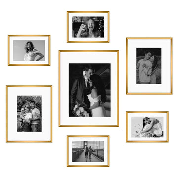 7 Pack Aluminum Picture Frame with Mat for Gallery Wall, Bronze