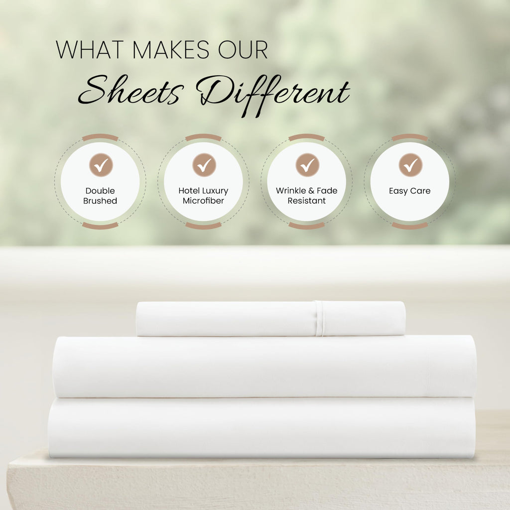 Brushed Microfiber Twin Sheet Set 3 Piece - Oeko-TEX Certified Ultra Soft & Wrinkle-Free - 16" Deep Pocket Sheets