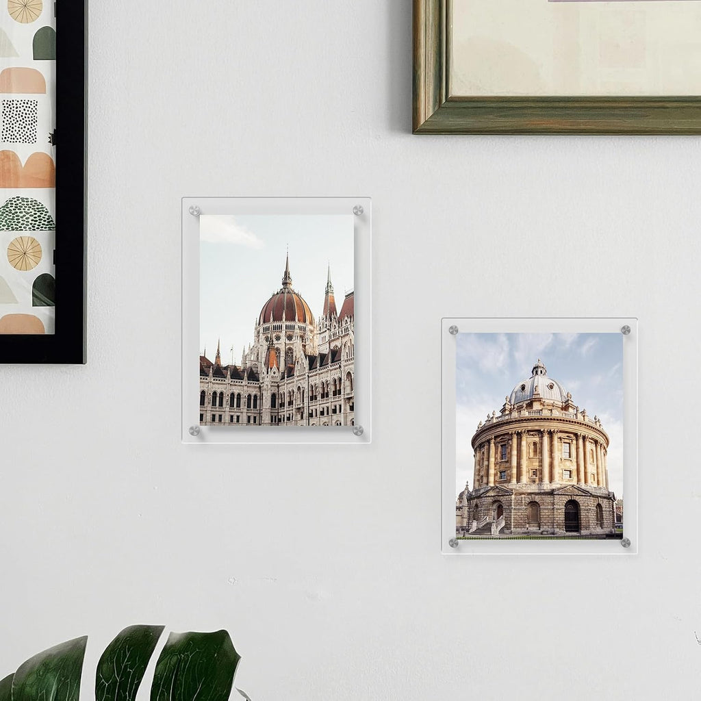 11x14 Acrylic Picture Frames 4 Pack, Clear Floating Wall Frames | Modern Frameless picture Frames Lucite Transparent