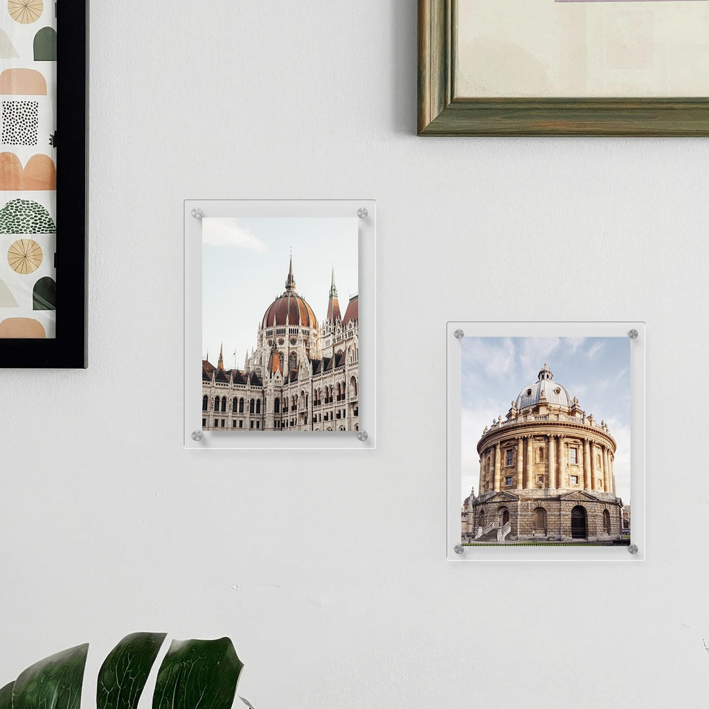 8x10 Acrylic Picture Frames 4 Pack, Clear Floating Wall Frames