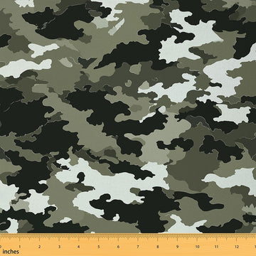Camouflage Upholstery Fabric By The Yard, Camo Reupholstery Fabric for Chairs, Military Style Decorative Soft Flannel