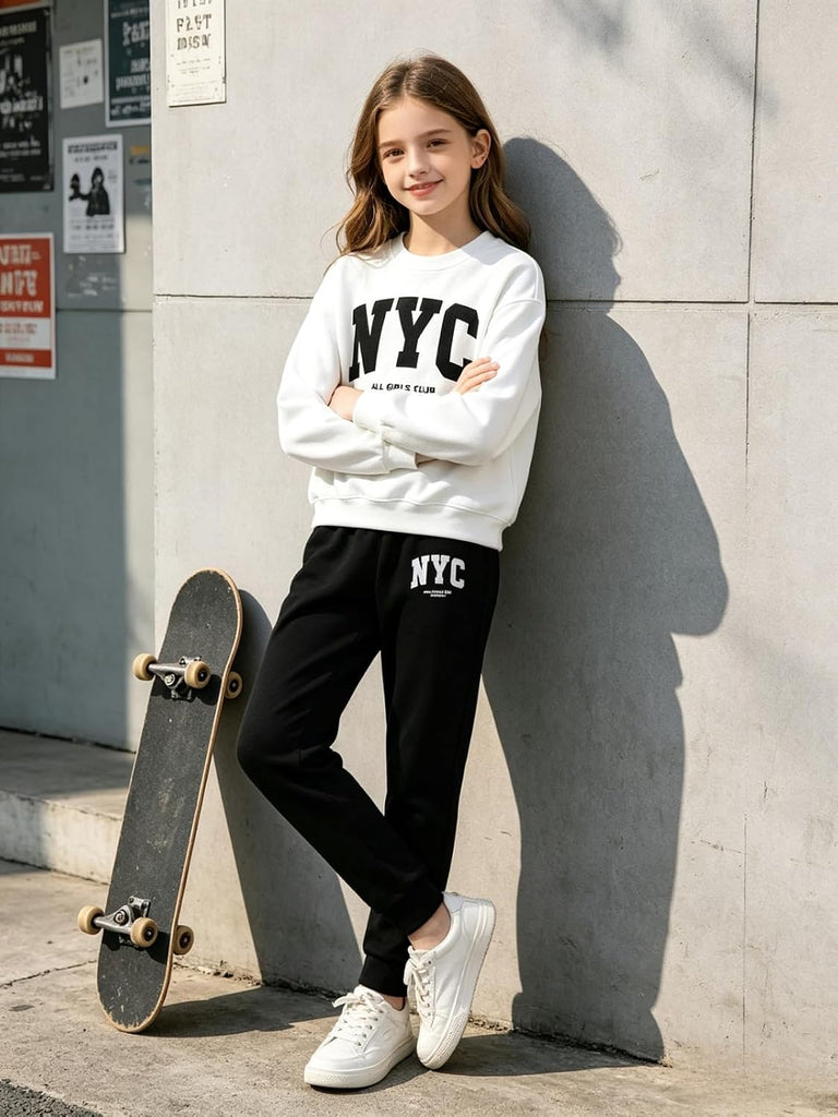 2 Piece Clothes Fall Letter Printed Long Sleeve Shirts and Pants Set Teen Girls Outfits