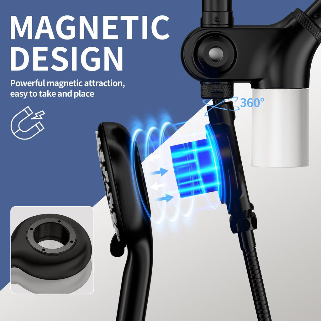Filtered Rain Shower Head with Handheld Spray Combo (Black)