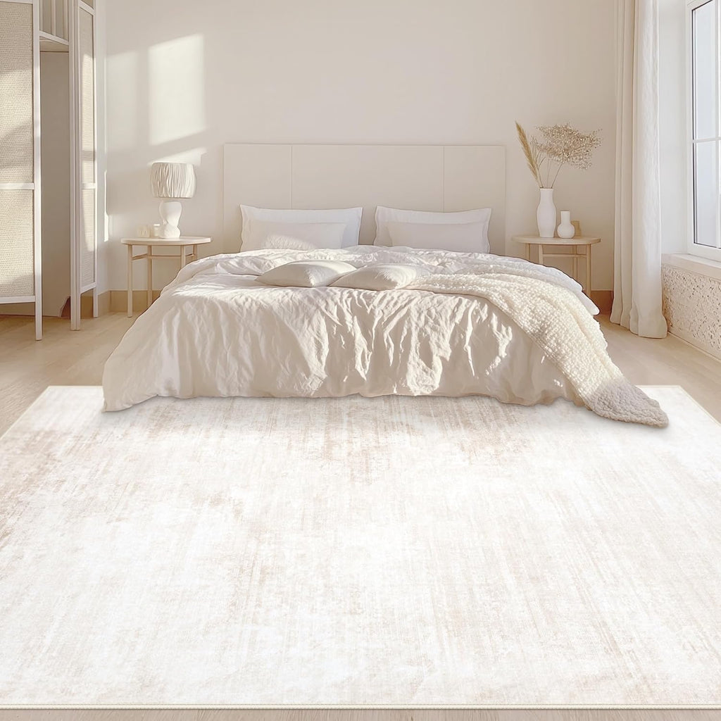 Area Rugs 6x9 Living Room: Washable Rug Modern Abstract Large Rug Soft Non Slip Neutral Rugs Stain Resistant Indoor