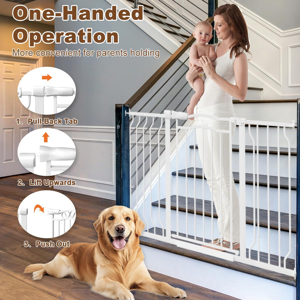 62.5-71.6 Inch Extra Wide Baby Gate, Auto Close Dual Lock Dog Gate