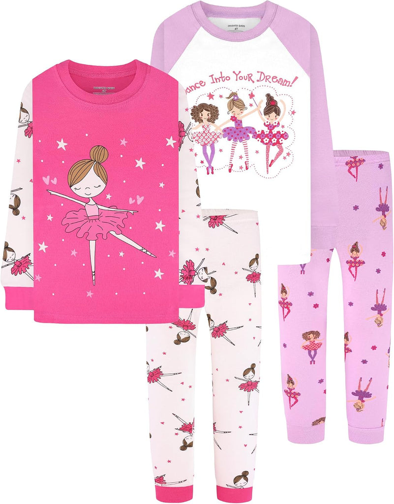 Girls 4 Pieces Cotton Pajamas Months