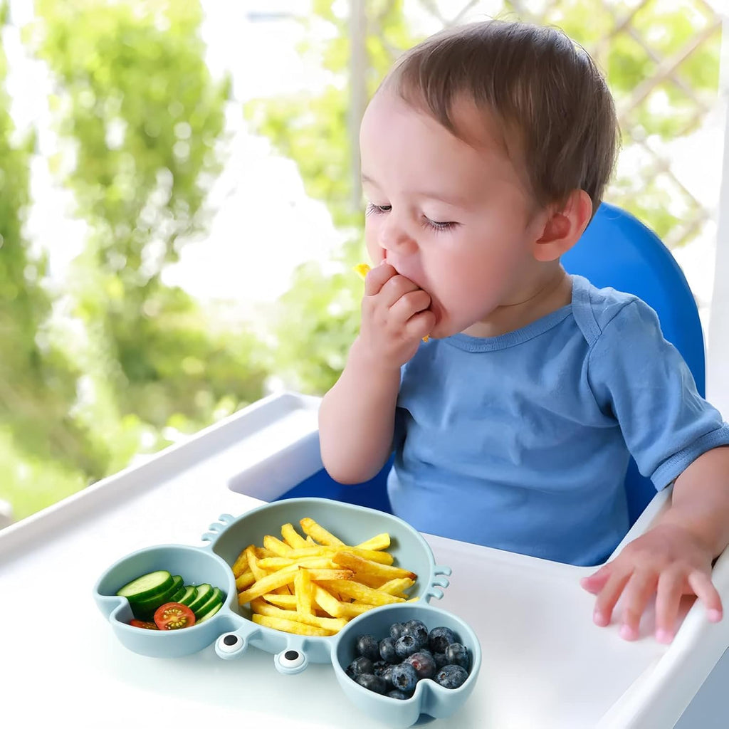 2 Pack Silicone Suction Plate for Baby, Divided Toddler Food Plate