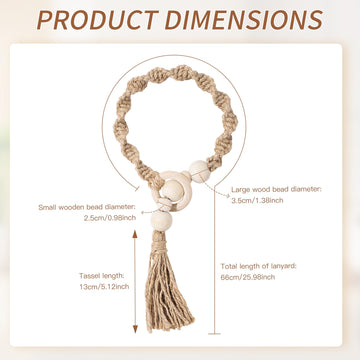 Macrame Curtain Tiebacks with Wooden Beads, Jute Rope Boho Holdbacks with Tassels, Natural Beige, 4-PCS (4)