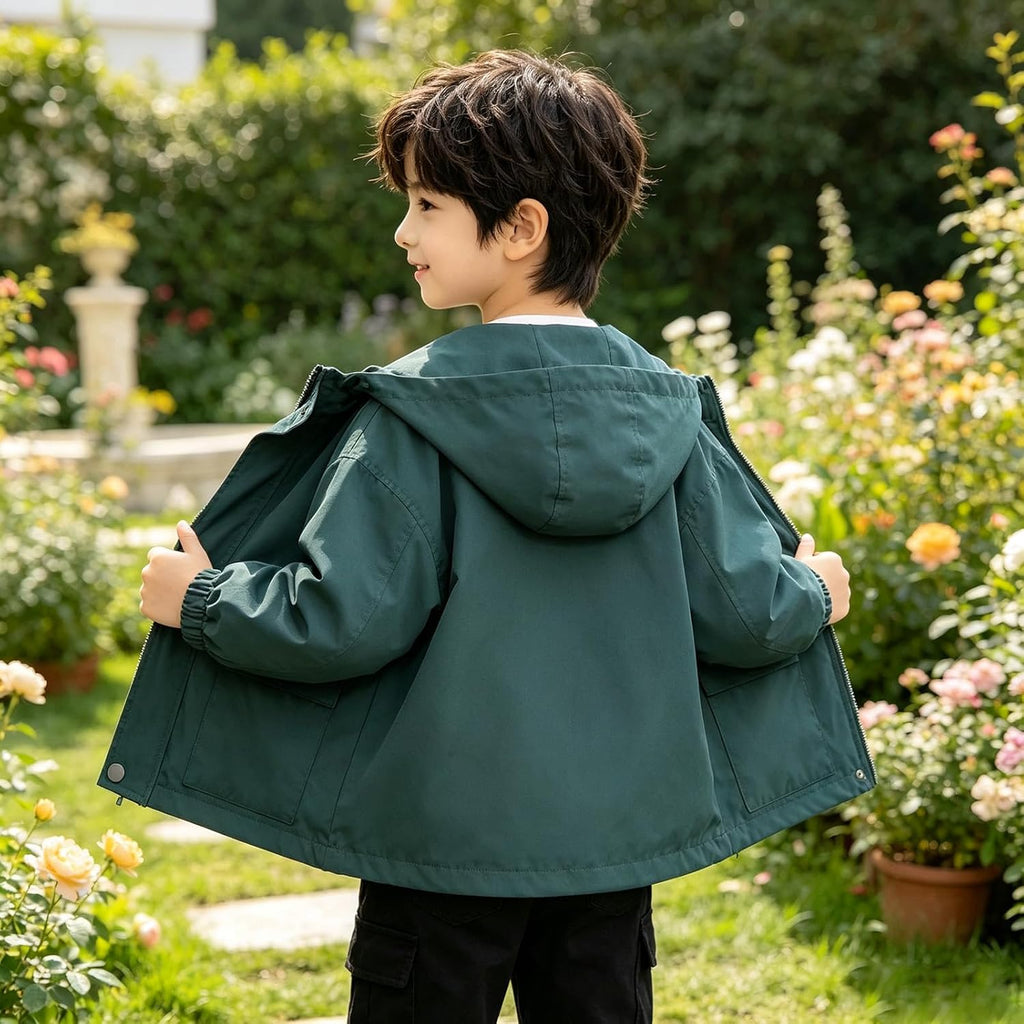 Toddler Boys Windbreaker Jackets Baby Boy Lightweight Pocket Zip Up Hooded Jackets Kids Casual Outerwear