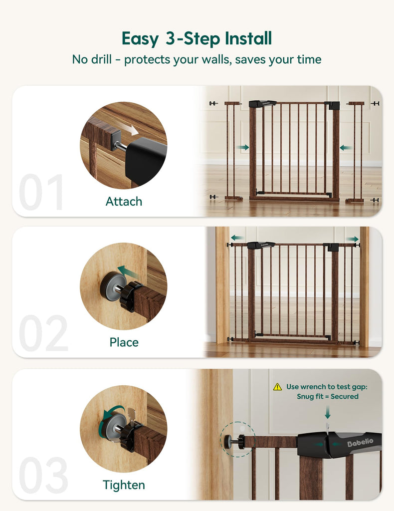 29-55" Extra Wide Baby Gate,, Black Wood Pattern
