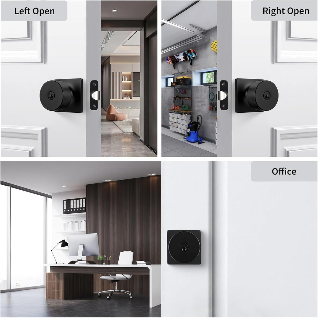 Matte Black Exterior Door Knobs Keyed-Alike, Door Lock 1 Pack