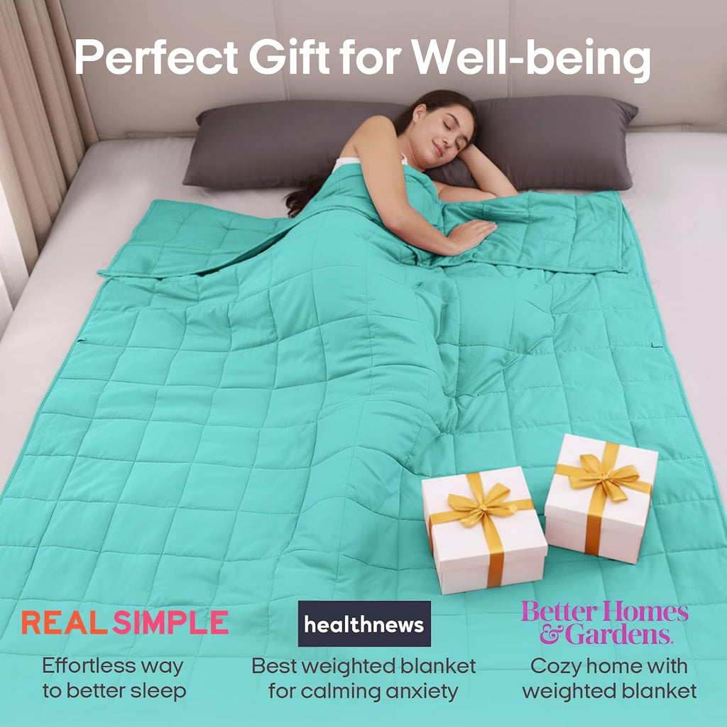 Weighted Blanket for Adults (48"x72", 15lbs, Dark Green) | Twin Size High Breathability Cooling Heavy Blanket, Soft