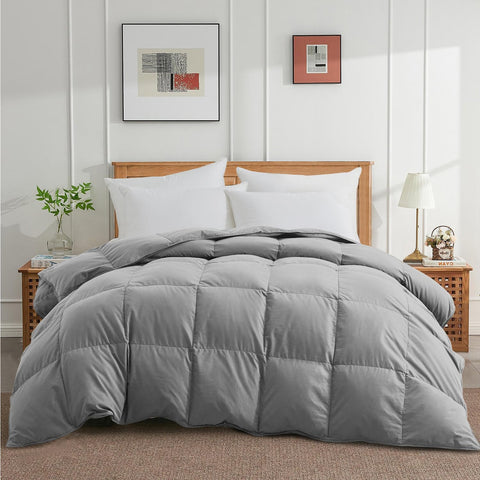 Queen Down Comforter - All Season Ultra Soft Goose Down & Feather Fiber Fill