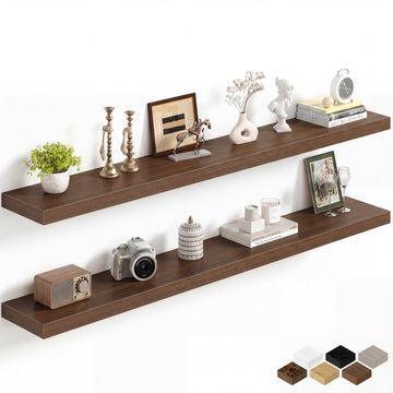 60Inch Long Floating Shelves, 8 Inch Deep Shelves |Living Room, Wall Mounted Wood Hanging Shelf with Invisible