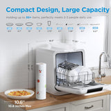 MDC17P2DWW Countertop Dishwasher Portable with 6L(1.59G) Built-in Water Tank, 5+2 Programs, Auto Door Open