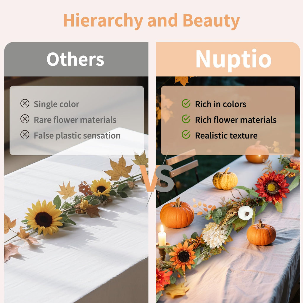 Fall Garland with Sunflower Pumpkin: 6ft Fall Decor for Thanksgiving