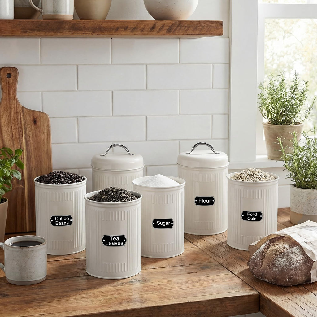 10 Pack Canisters 48oz Airtight Metal Jars with Lids Farmhouse