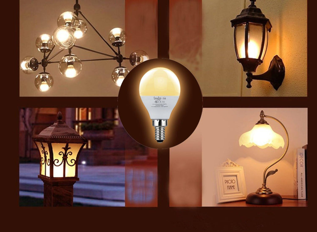 E12 LED Bulbs 5w Soft White Small Candelabra Edison Base Globe Shaped Energy Saving Ceiling Fan LED Light Bulbs, Warm