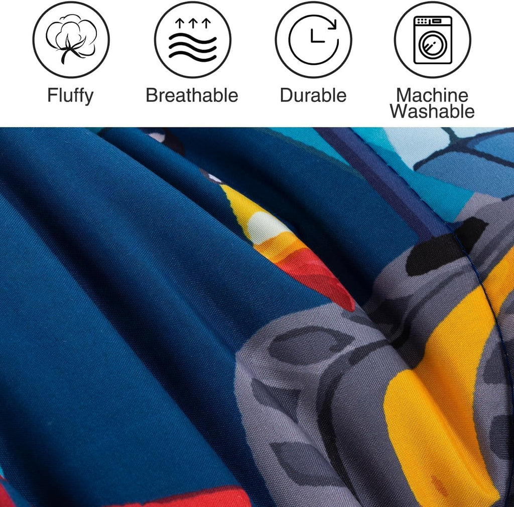 Cars Boy Bedding Comforter Set with Sheets, Twin Cartoon Construction Car Excavator Print Kids Bed in