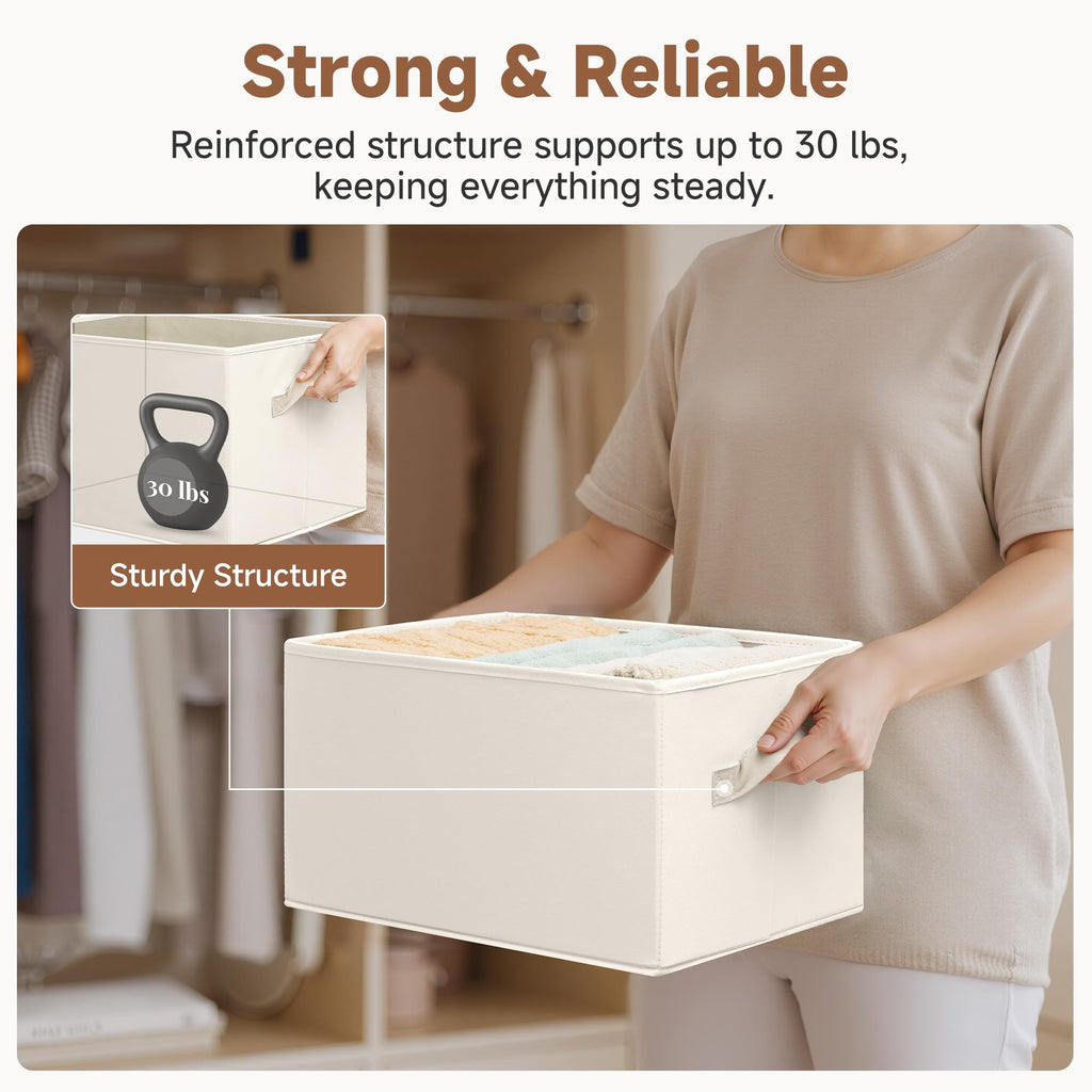 Bins, Beige (Cottlyn Fabric), 3-Pack, Large