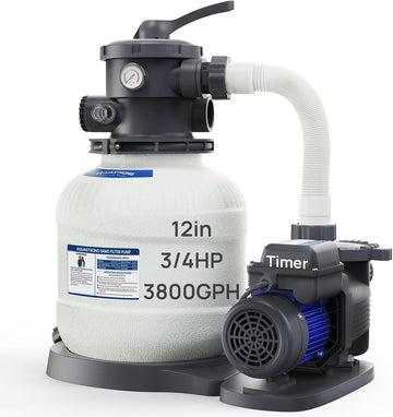 Sand Filter Pump for Above Ground Pool with Timer, 3/4 HP Pool Pumps Above Ground 3800 GPH for Pools up to 14000GAL