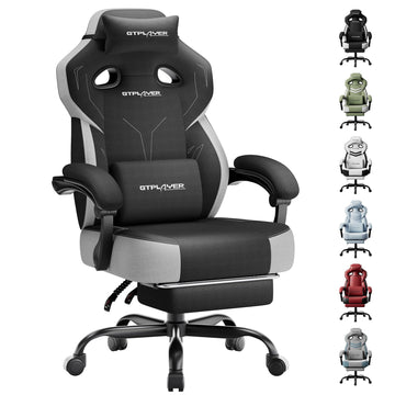 Big & Tall Gaming Chair, Wide Seat with Footrest, Charcoal