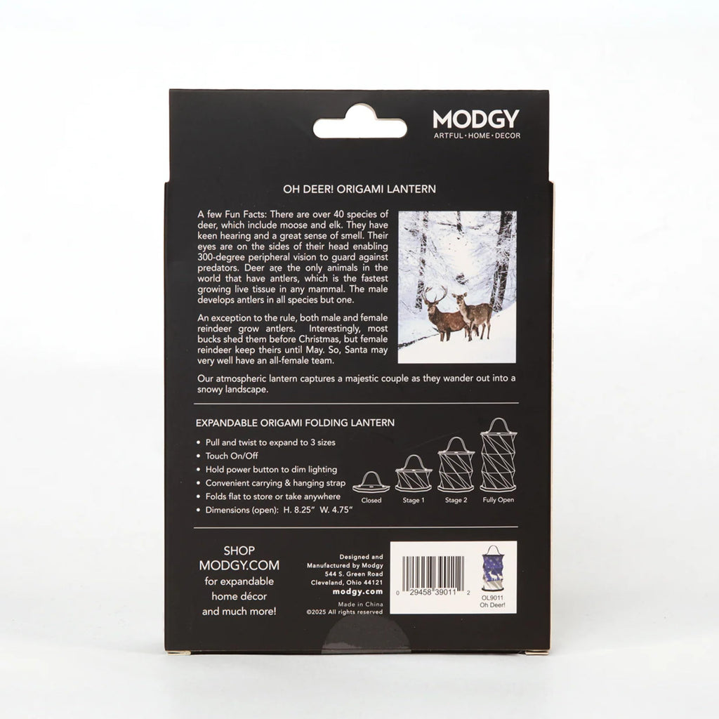 Inspired Noguchi Style OhDeer! Origami Lantern, Rechargeable LED Decorative Paper Lantern