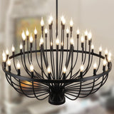 Large Black Chandelier 48 Light for High Ceilings, Big Farmhouse Wagon Wheel Chandelier for Dining Room 3-Tier 47.2 in for Hallway, Living Room, Foyer A109-B0CTH9YR5V
