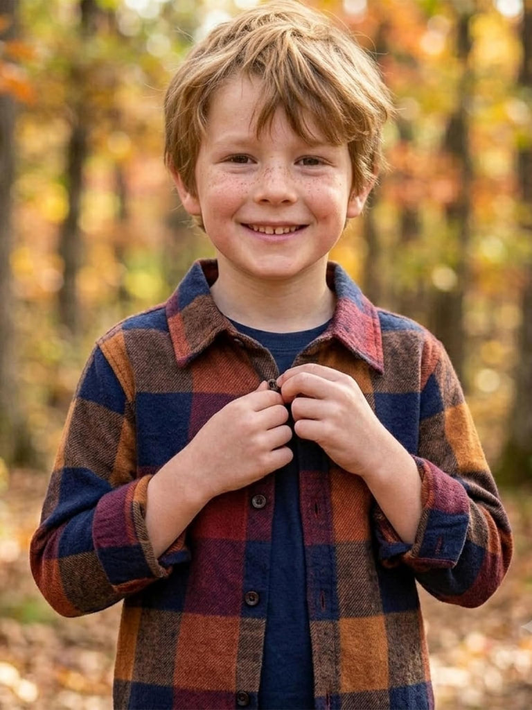 Boys Plaid Flannel Button Down Long Sleeve Shirt Jacket