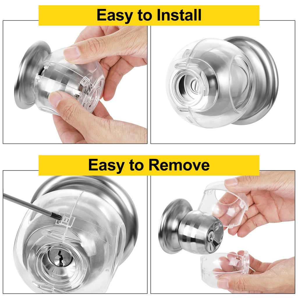 Clear Door Knob Safety Cover for Kids, 4 Pack Child Proof Door Knob Covers