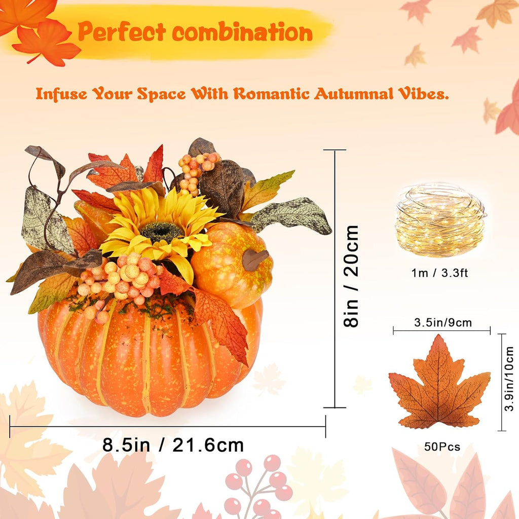 Fall Decor, Fall Centerpieces for Tables, Fake Pumpkin Decorations, Artificial Pumpkins for Decorating, Faux Fall - Set of 50