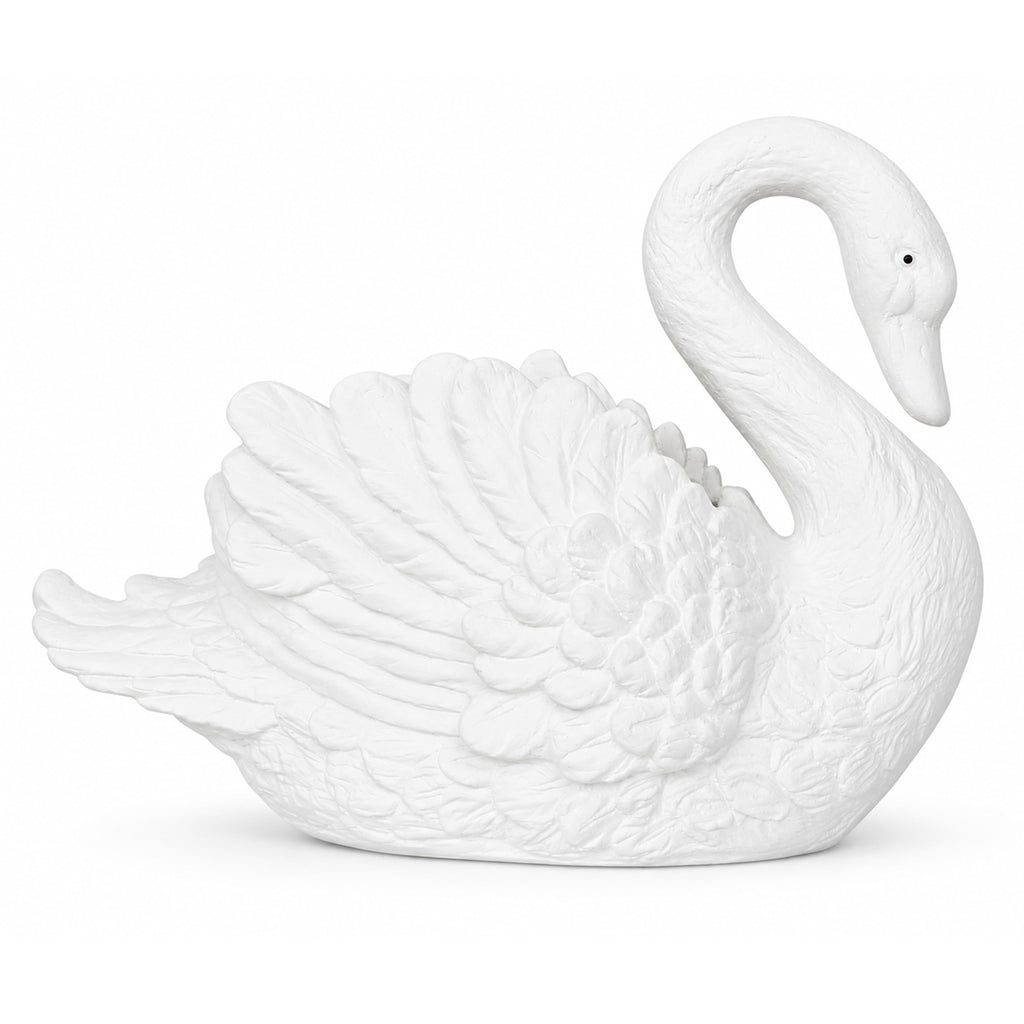 Swan Cast Stone Planter Garden Decor - White