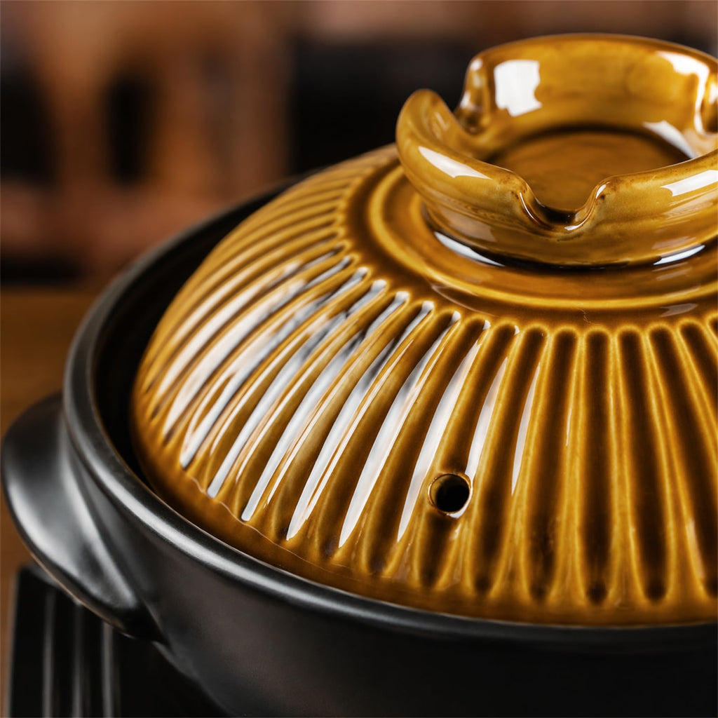 Large Korean Ceramic Bowl with Lid and Platter, 54 oz Clay Pot for Cooking, Sizzling Hot Pot for Dolsot Bibimbap