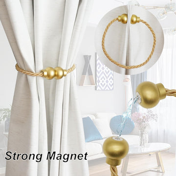 Magnetic Curtain Tiebacks Modern Handmade Rope Curtain Tie Backs Decorative Drapes Weave Holdbacks Outdoor - 2 Pack
