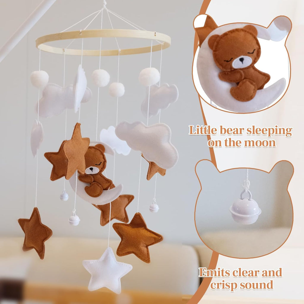 Baby Crib Mobile - Bear Mobile for Crib, Felt Cloud Nursery for Boys and Girls, Baby Bassinet Mobile Toy - Shower Set