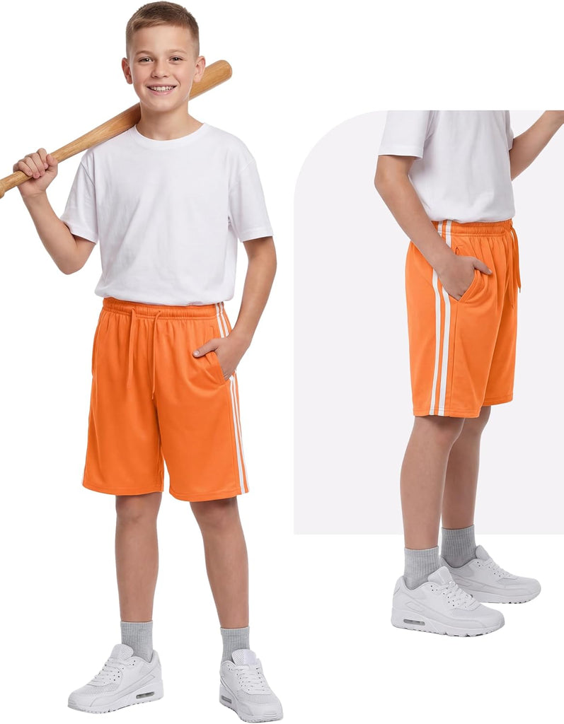 6 Pack Youth Boys' Athletic Shorts Boys Basketball Shorts with Pockets Quick Dry Active Running Shorts