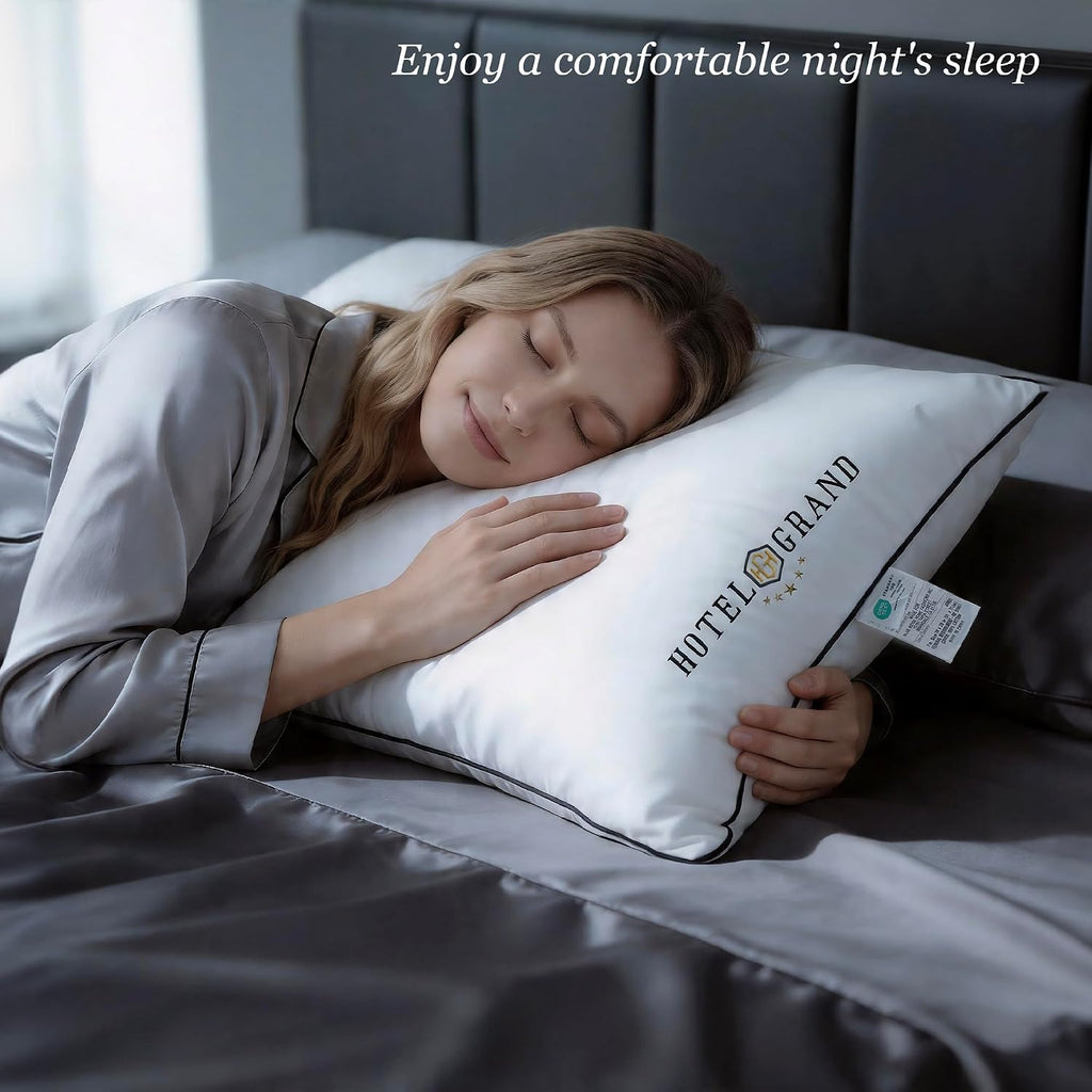 Bed Pillows Queen Size Set of 2, Medium Soft Down Alternative | Sleeping Pillows for Side Back Stomach Sleepers, 400