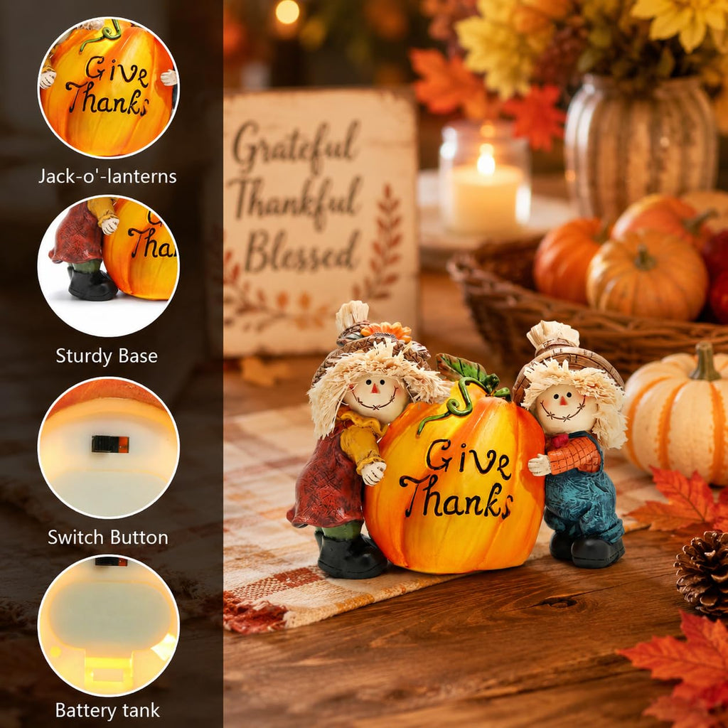Thanksgiving Decor, Resin Scarecrow Pumpkin Fall Decorations
