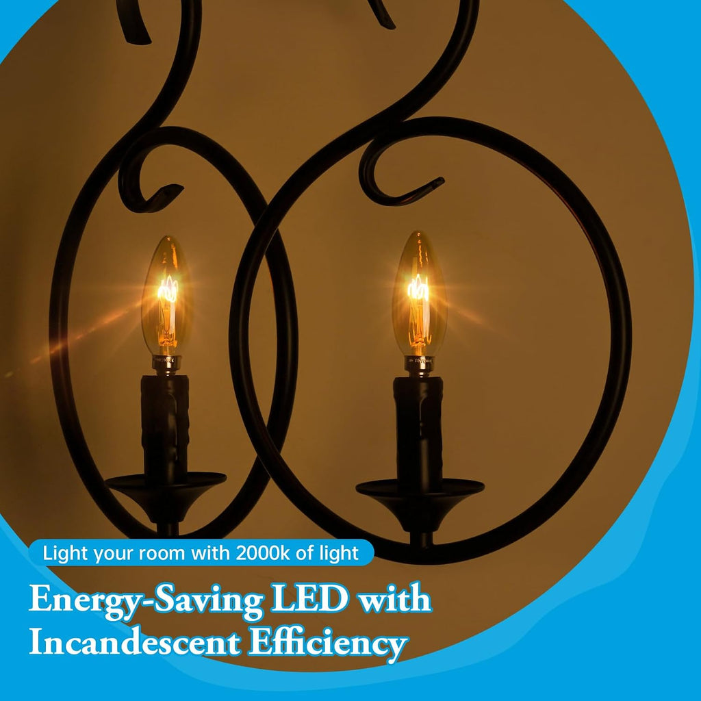 Amber Candelabra Bulb 25W Eq E12 LED Ultra Fine Filament 2000K Dimmable 6PK