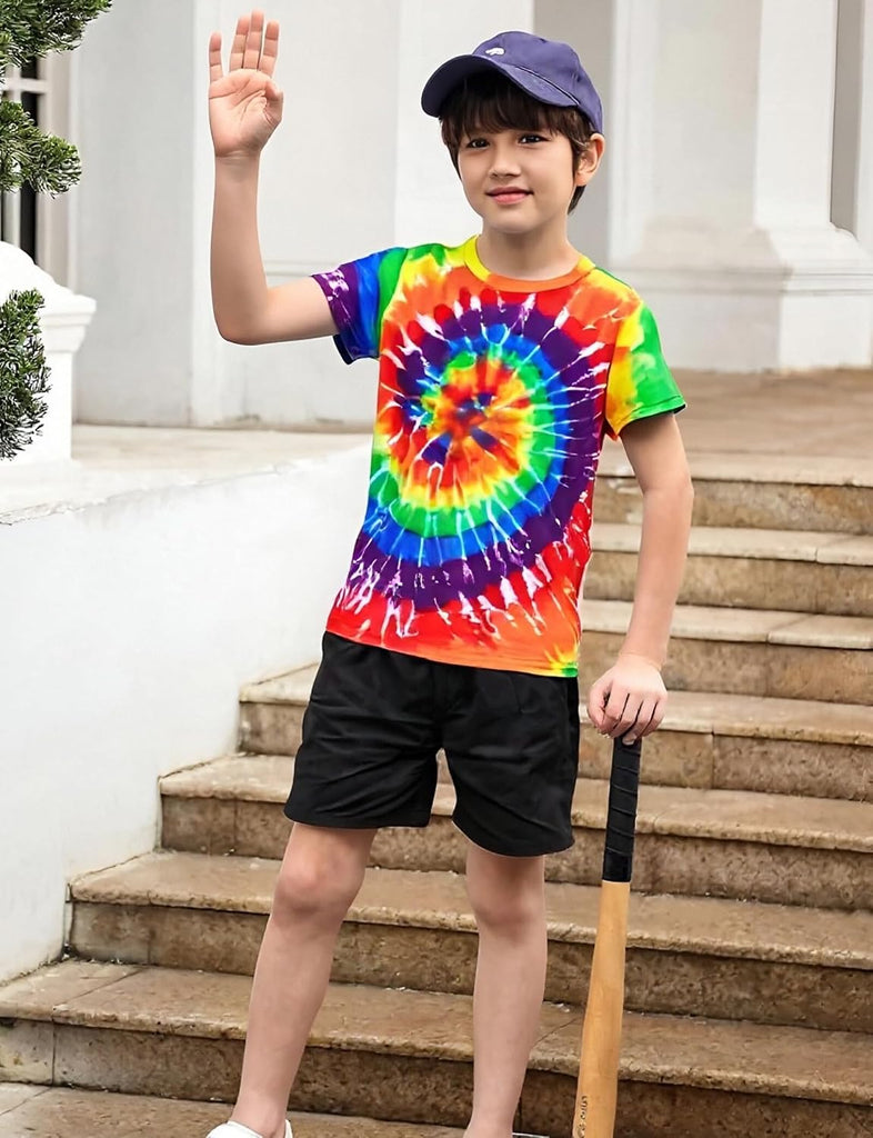 Boys Tie Dye Shirt Girl Tie Dye Shirts Short Sleeve Hippie Tshirt