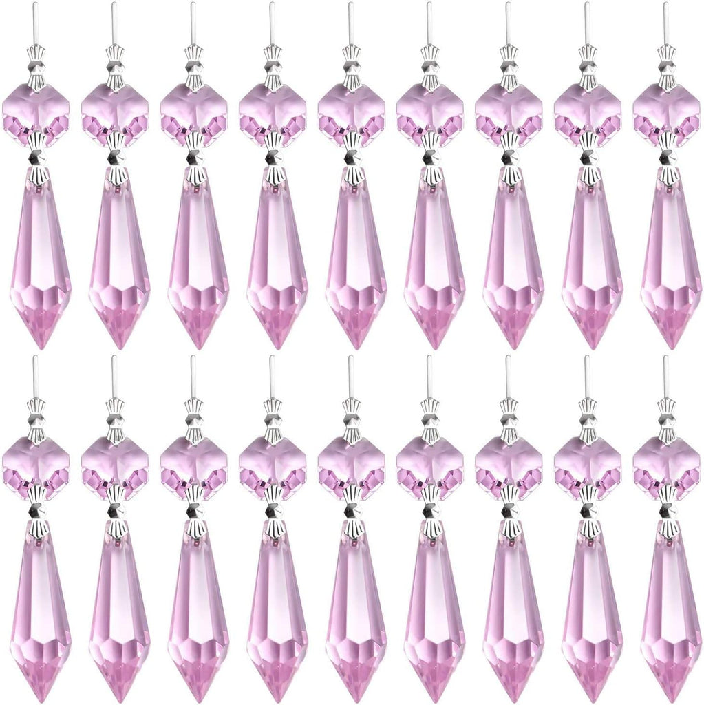 20 Pieces Chandelier Icicle Crystal U-Drop Prisms Lamp Parts Glass Pendants Beads for Wedding