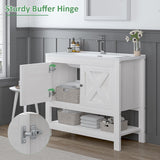 Farmhouse Bathroom Vanity with Sink, 35 Inch Bathroom Vanity Cabinet, Freestanding Vanity, 2 Doors and Open Shelf, Bathroom Cabinet with Ceramic Sink, White A133-B0FBG1DHWL